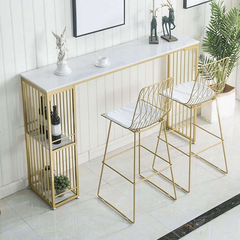 Glam Stone Rectangle Bar Table Storable Table for Milk Tea Shop