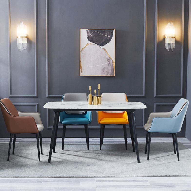Chaise de salle à manger tapissée en métal à dossier solide, fauteuil contemporain d'intérieur