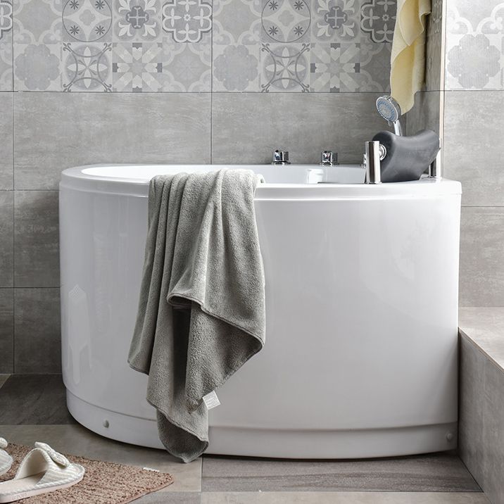 Corner Acrylic Bathtub Soaking White Modern Back to Wall Bath