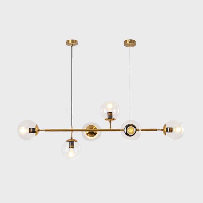 Simple Dining Chandelier Lamp Dining Room Round Glass Shade Ceiling Hanging Light