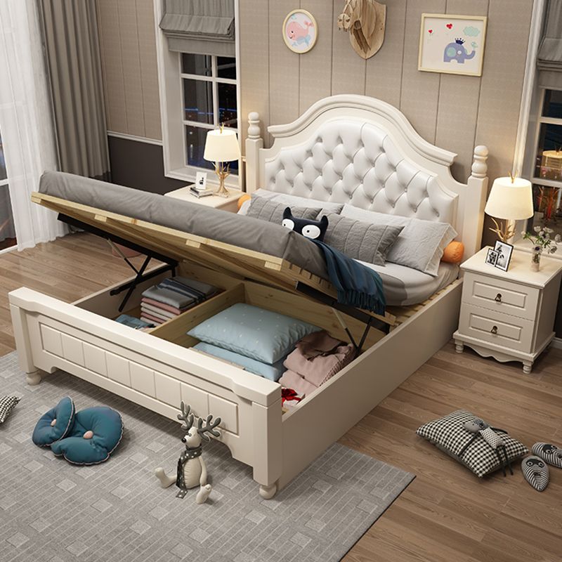 Solid Wood and Headboard Standard Bed Arched Bed with Custom Gold Legs