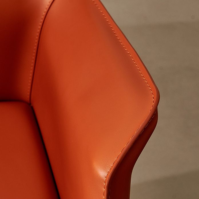 Modern Arm Dining Chair Faux Leather Low Back Dining Side Chair