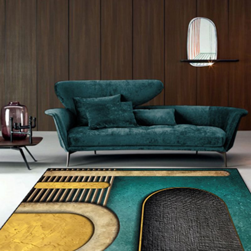 Noordse woonkamer vloerkleed multi-gekleurde kleurgeblokkeerde gebied tapijt polyster niet-slip rug achterste gemakkelijke verzorging indoor tapijt