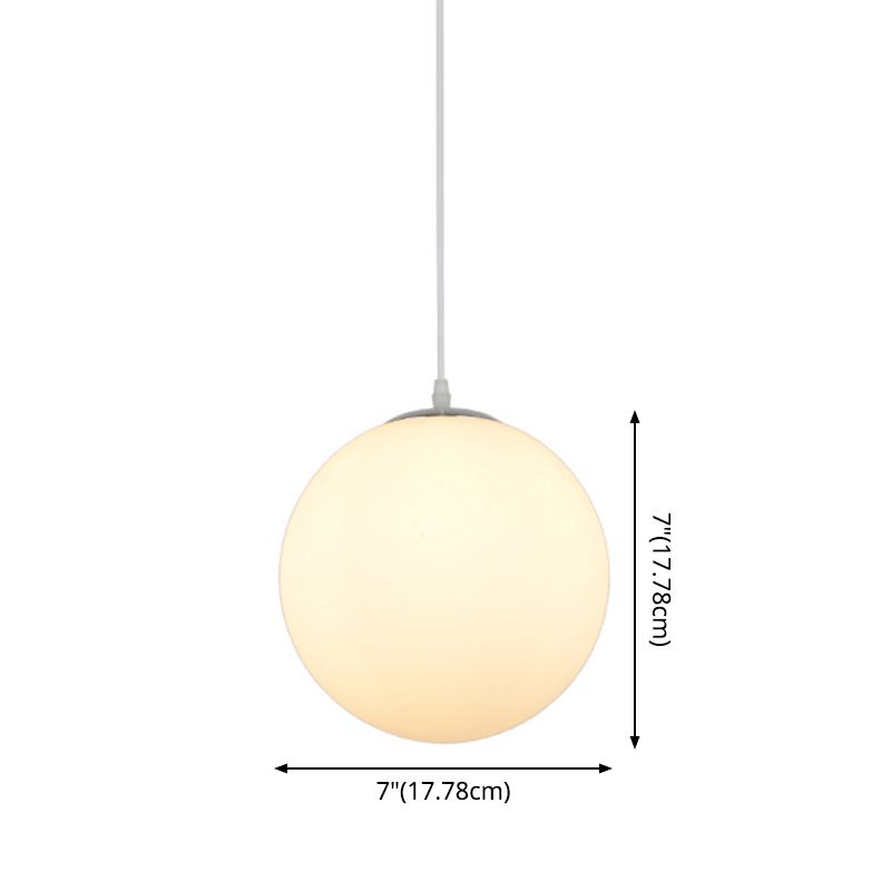 1 Light Round Ceiling Light Modern Simple White Glass Ceiling Fixture for Restaurant
