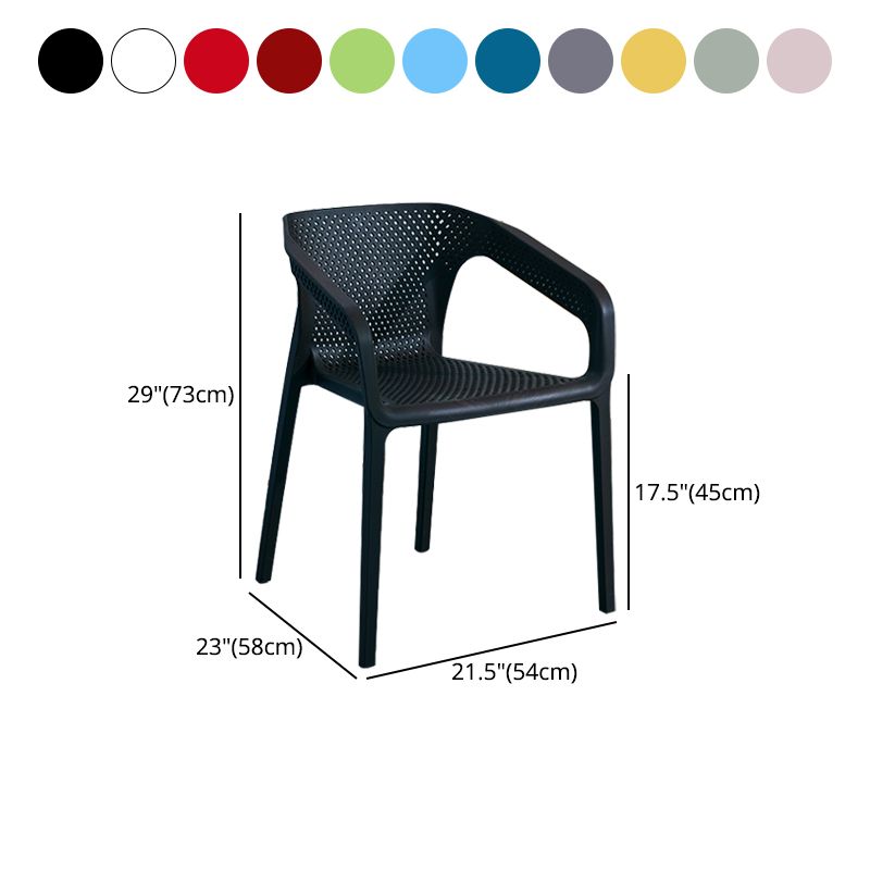 Modern Plastic Kitchen Dining Armchair Solid Back Dining Chair for Home Use