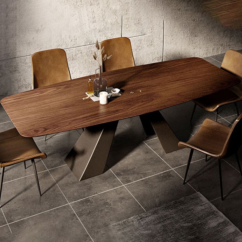 Metal Industrial Rectangle Table Solid Wood Top Table for Kitchen and Dining Room