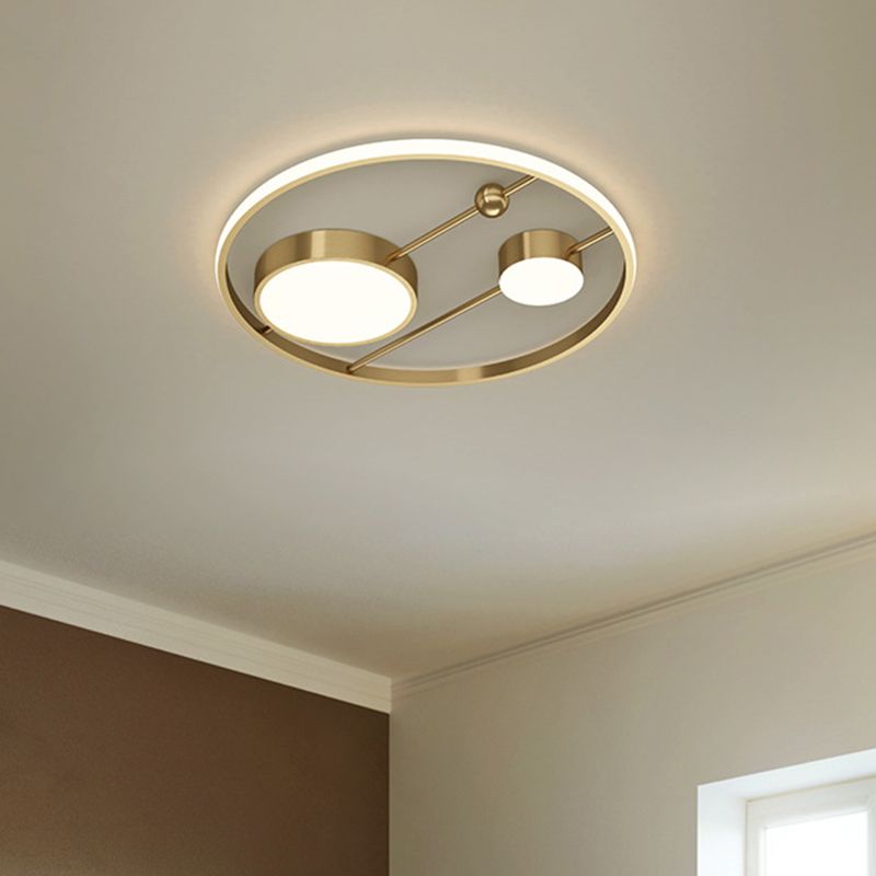 16"/19.5" W Rounded Flush Light Fixture Modernism Acrylic LED Brass Ceiling Flush Mount for Bedroom