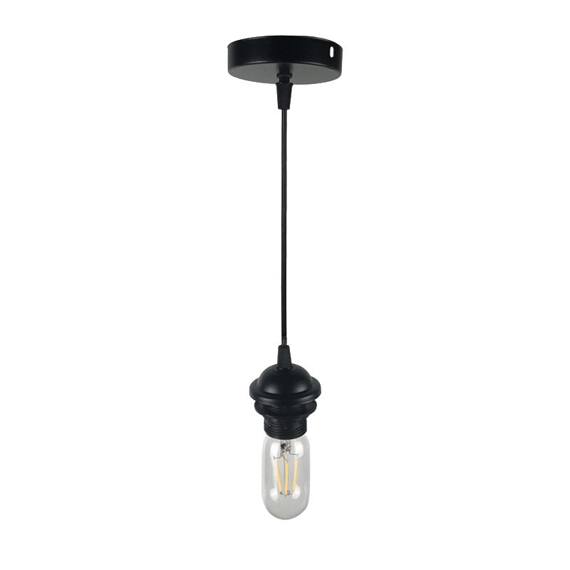 1 Kopf Mini -Anhängerbeleuchtung mit bloßen Glühbirnen Industrial Retro Schwarz/Weiß -Metallic Deckenhänge -Lampe