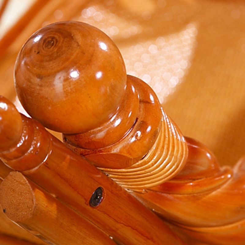 Traditional Rocking Chair Rattan Spindle Backrest Solid Color Indoor Rocking Chair