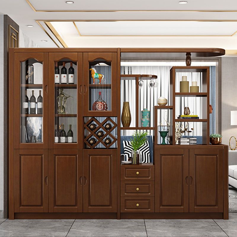 Solid Wood Shelves Included Modern Accent Cabinet for Living Room