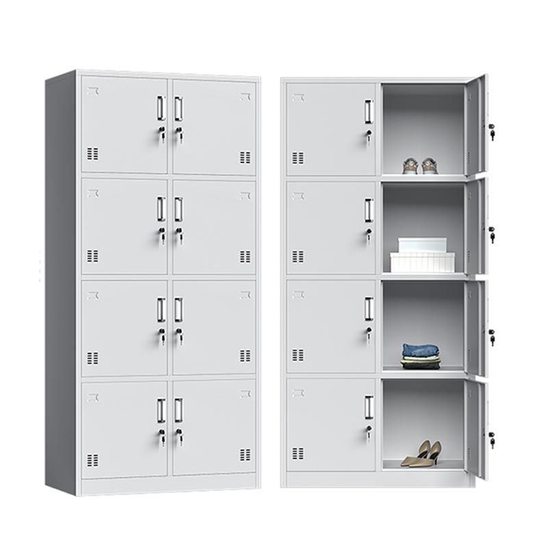 Metal Modern Hinged Door Cabinet Grey Storage Cabinet for Home