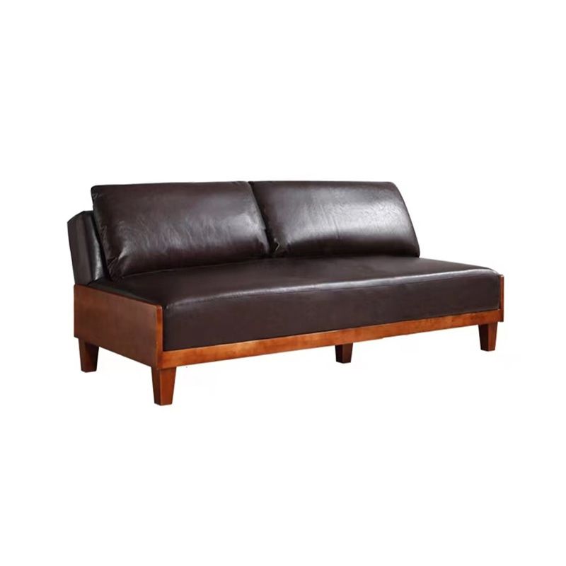 28.3"H Faux Leather Armless Convertible Sofa for Living Room
