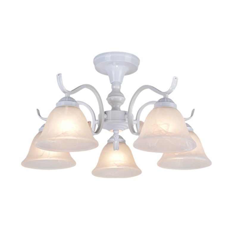 Bell blanc semi-luxueuse Mount Vintage Verage Shade plafond Plafond pour le salon
