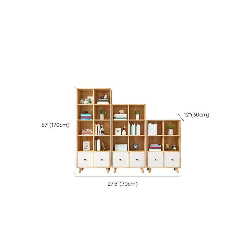 2-Drawer Solid Wood Accent Chest Natural Modern Cabinet with Shelves