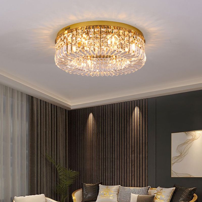Contemporary Flush Mount Ceiling Light Crystal Flush Light for Living Room