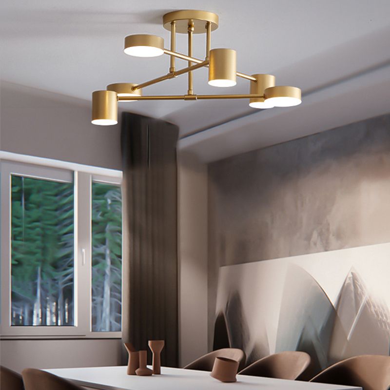 Luci cilindriche del lampadario cilindrico in metallo moderno a 6 luci a pendente