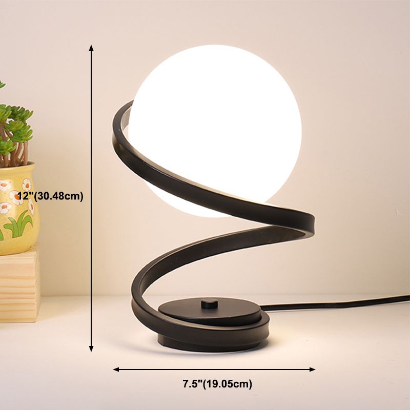 Globe Night Table Lamp Modern 1-Light Nightstand Lights with White Glass Shade