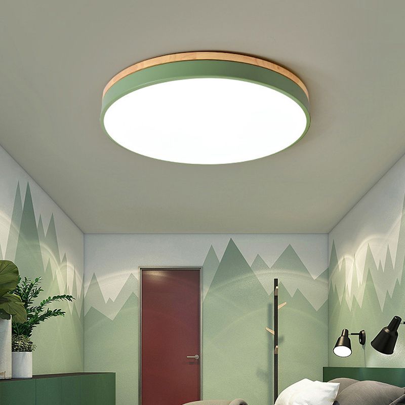 Lámpara de techo acrílica para dormitorio infantil, luz de techo circular delgada de color caramelo, Macaron Loft