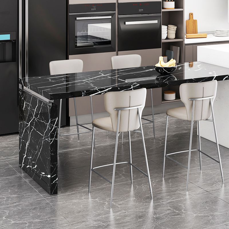 Modern Bar Stool Leather Backrest Counter Stool with Metal Base