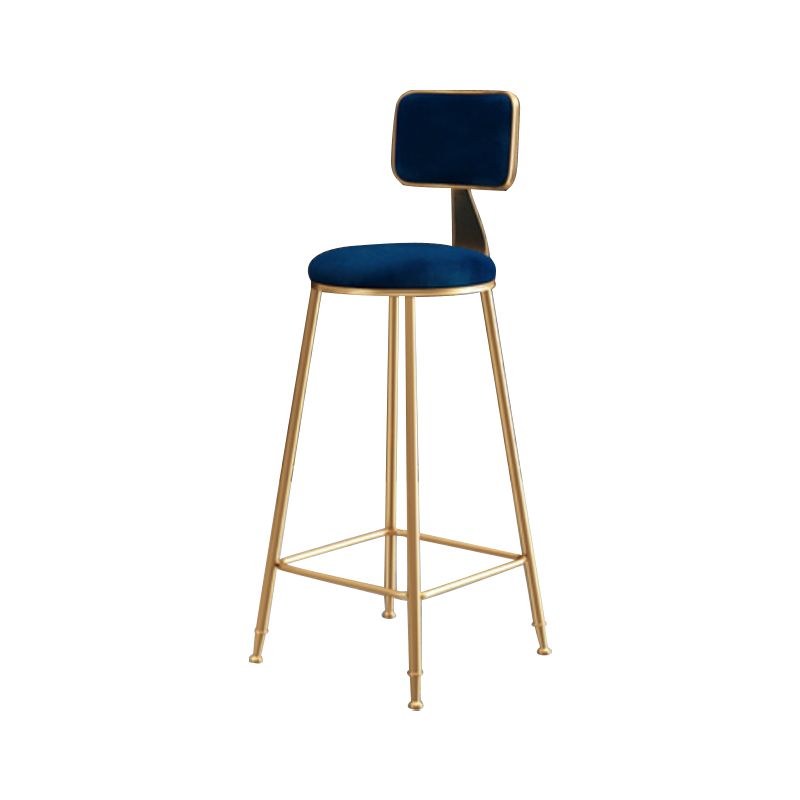 Glam Armless Counter Stool Iron Household Bar Stool with Cushion and Pedal