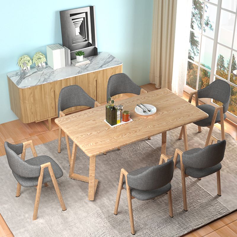 Contemporary Rectangular White and Walnut Wooden Dining Table with Double Pedestal