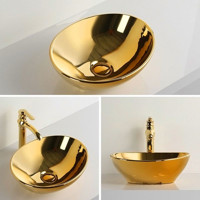 Modern Bathroom Sink Metal Rectangular with Pop-Up Drain and Faucet Vessel Bathroom Sink