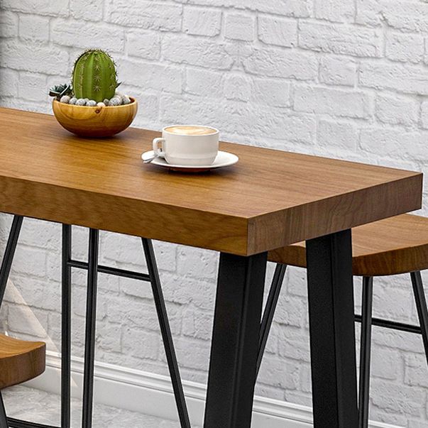 Contemporary Rectangle Bar Dining Table Wood Trestle Bar Height Table 42-Inch Top