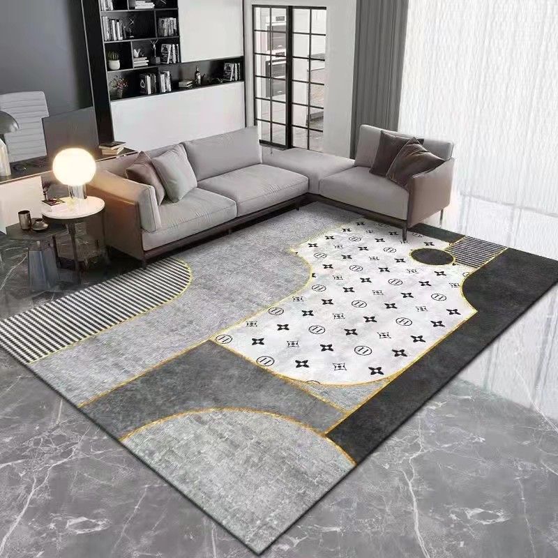 Brown Simple Rug Polyester Color Block Rug Washable Area Rug for Living Room