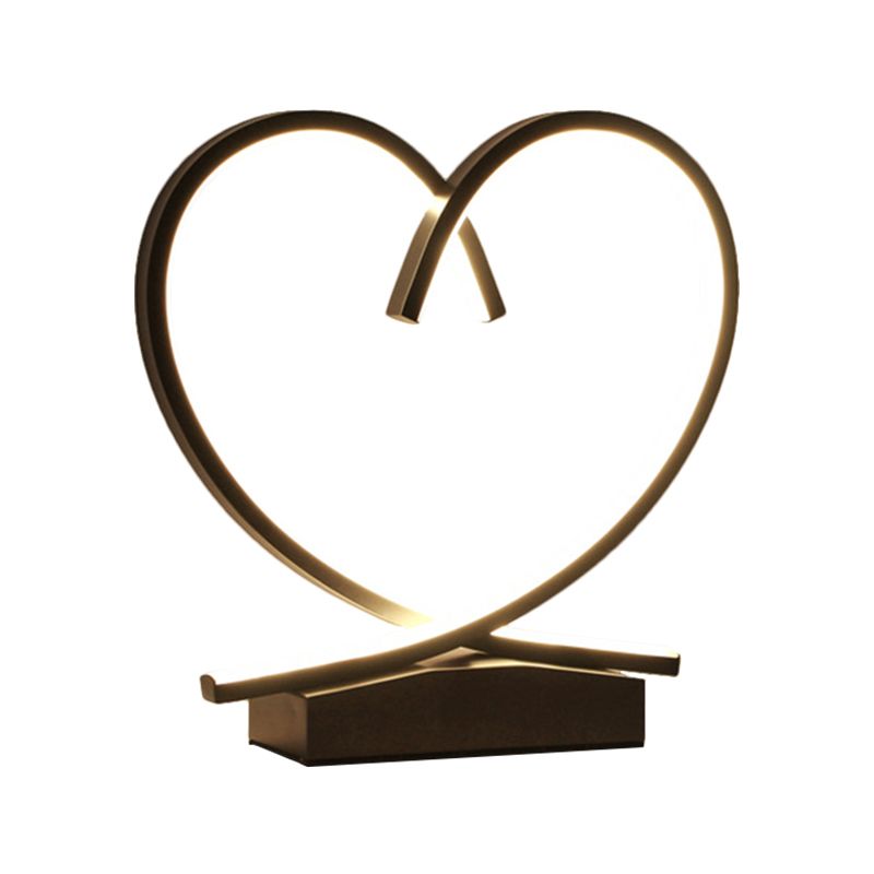 Coeur aimant en bois table de table de nuit simplicité en noir / blanc / bois d'éclairage de bureau LED pour la chambre à coucher