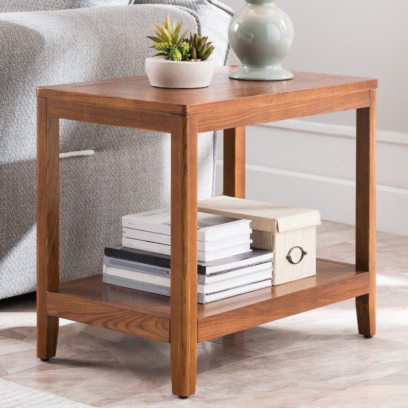 Ashwood Double Tier End Table Contemporary Rectangular Side Table for Living Room