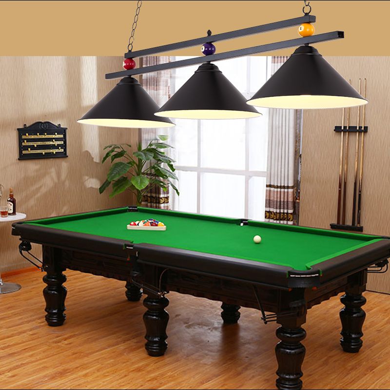 Conical Metal Hanging Island Light Industrial Billiard Club Suspension Pendant Light