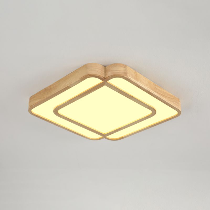 Lampada da incasso a LED per camera da letto a forma di diamante Lampada da incasso semplice in legno in beige