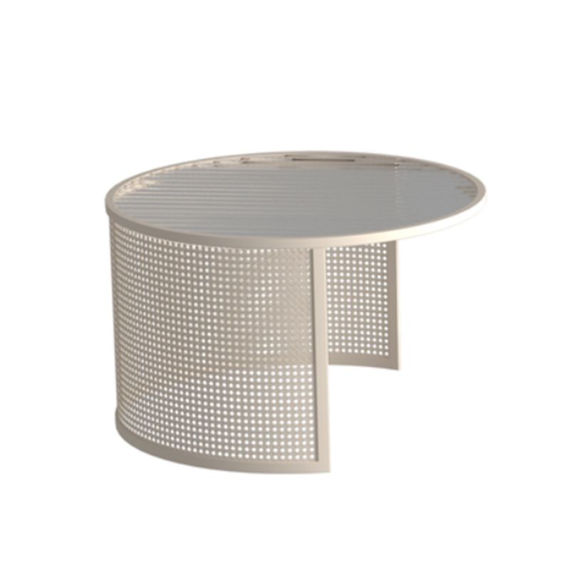 Modernism Round Glass and Steel Coffee Cocktail Table - 17.7"/19.7" H