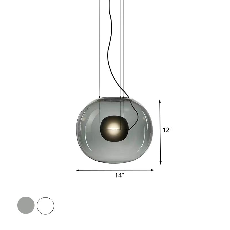 Globe Hanging Light Ayémorrat moderne Smoke Smoke Grey / Clear Glass 1 Head Dining Dining Room Pendant Light Kit