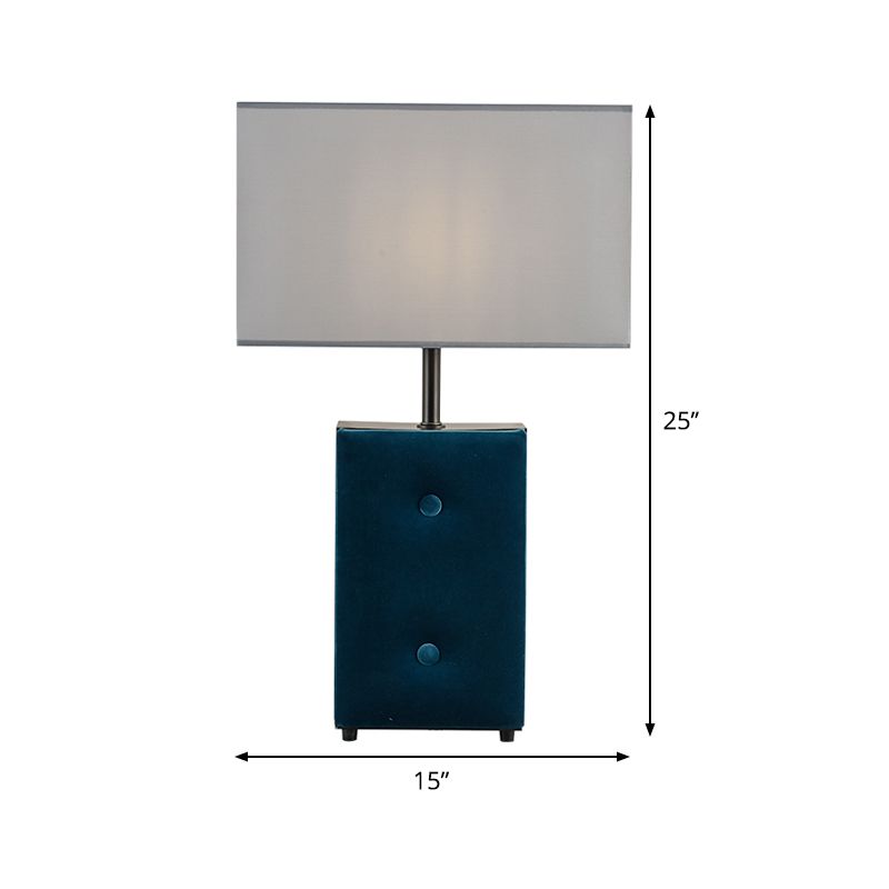 Tessuto per illuminazione da lavoro a forma di rettangolo modernista 1 lampadina Lampada da lettura per libri in blu