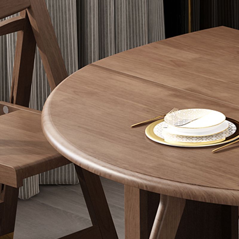 Table à manger pliable en bois d'hévéa, table ronde moderne et médiévale avec base sur tréteau de rangement