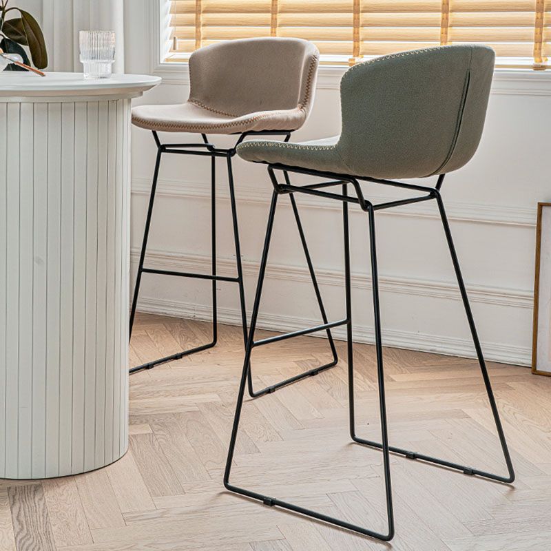 Scandinavian Footrest Living Room Stool Matte Finish PU Leather Barstool