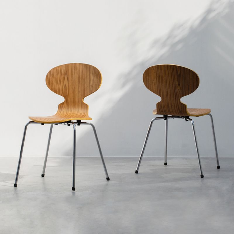 Silla de comedor de madera de estilo industrial, silla de comedor sin brazos con respaldo sólido