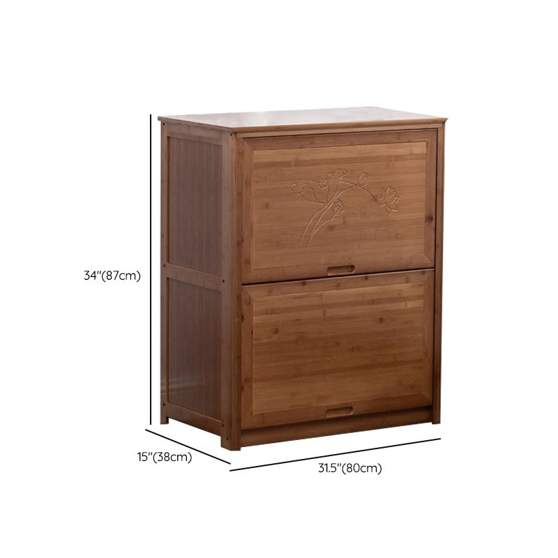 Mid Century Modern  Rectangle Cabinet Brown Accent Cabinet with Doors in Solid Wood