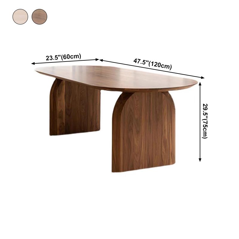 Contemporary Style Oval Furniture Double Pedestal Solid Wood Dinner Table