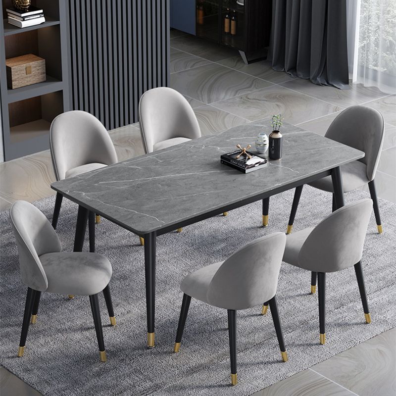 Stone Modern Rectangle Dining Table Matte Finish 4 Legs Table for Home