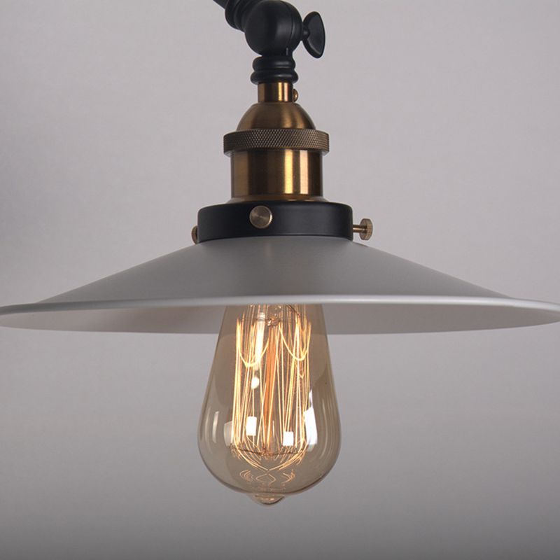 White Metal Cone Shade Industry Style Wandlampe 2 Abschnitte Schwung Retro-Wandleuchten für das Restaurant