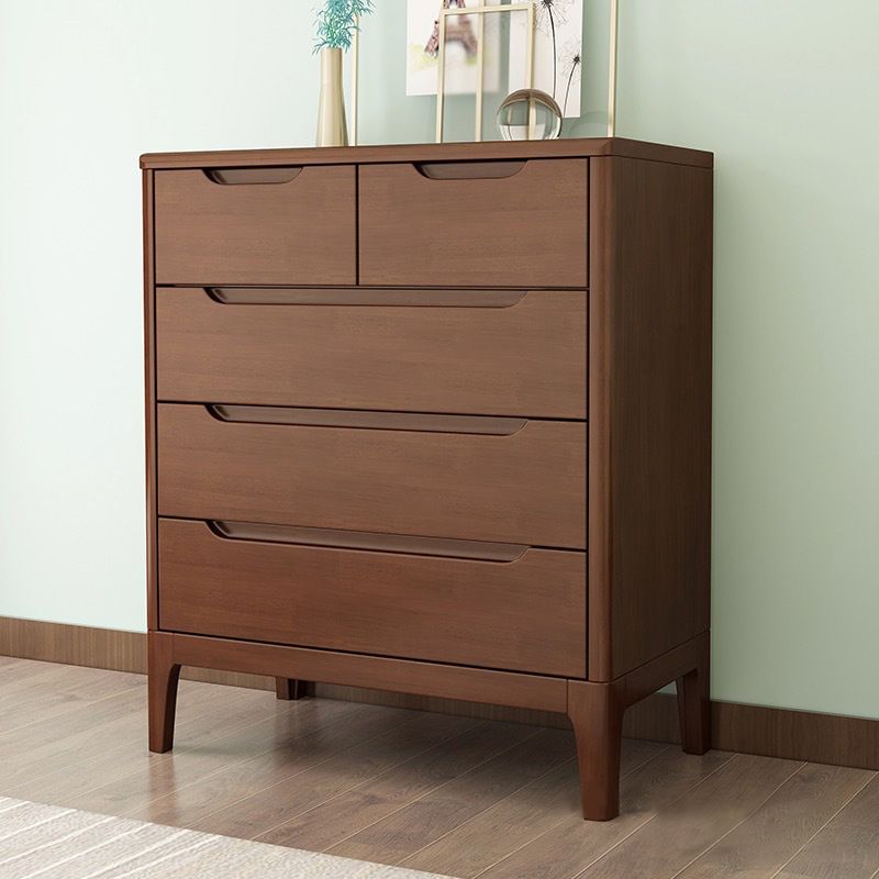 Mid-Century Modern Accent Chest with Straight Legs in Rubberwood