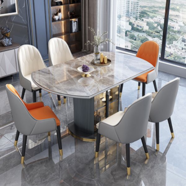 Modern Style Stone Furniture 1/5/7/9/11 Pcs Round Shape Dinette Table with Dining Chair
