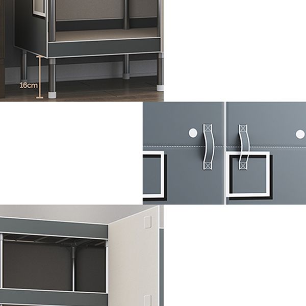 Contemporary Style Wardrobe Armoire Steel Frame Wardrobe Cabinet for Bedroom