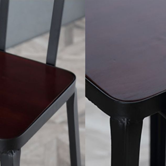 Industrial Armless Counter Stool Iron Cafe Bar Stool with Leather Cushion