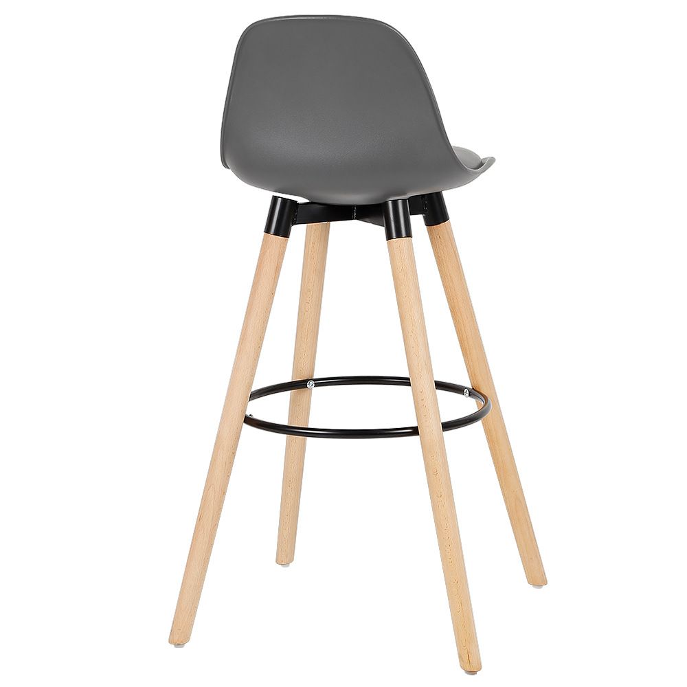 Modern Style Beech Bar Stool with Footrest and Low Back Bistro Bar Stool 28 Inches