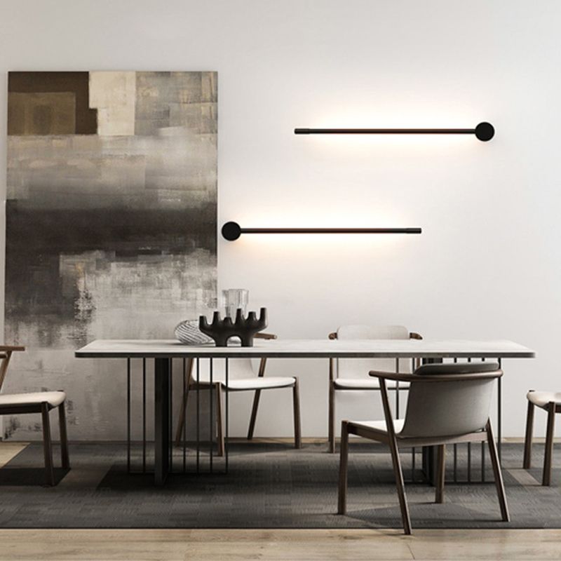 Aluminum Linear Wall Lights Modern Nordic Style 1 Head Wall Mount Fixture in Black for Bedroom