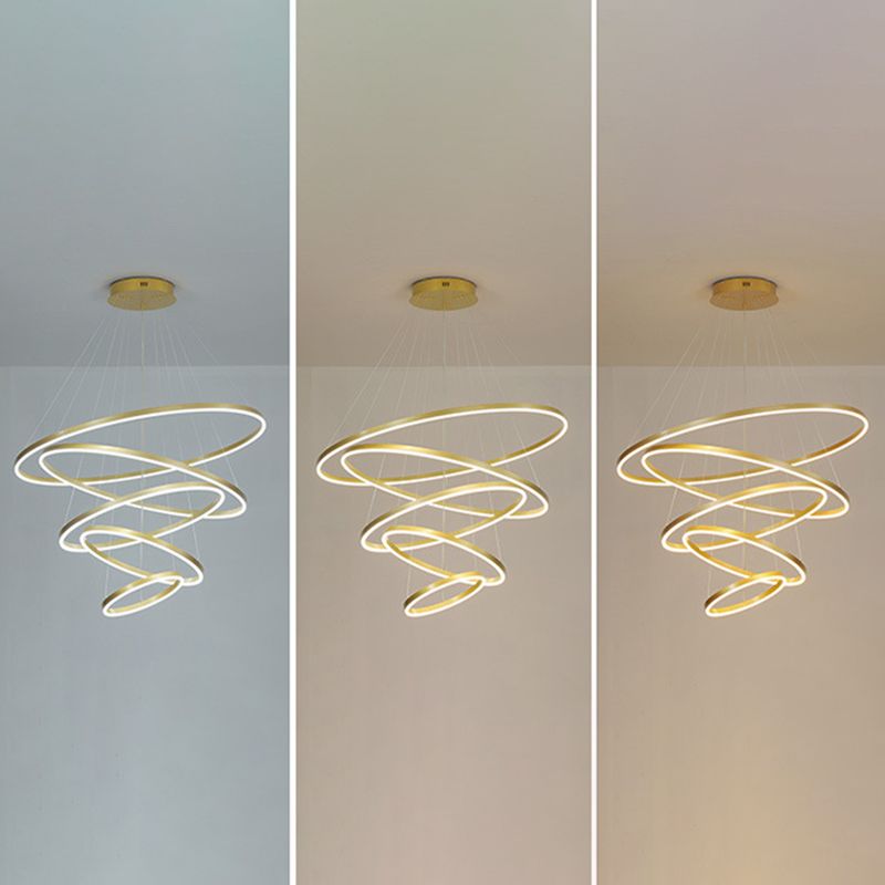 Living Room LED Chandelier Pendant Light Simplicity Chandelier Light Fixture with Circles Metal Shade