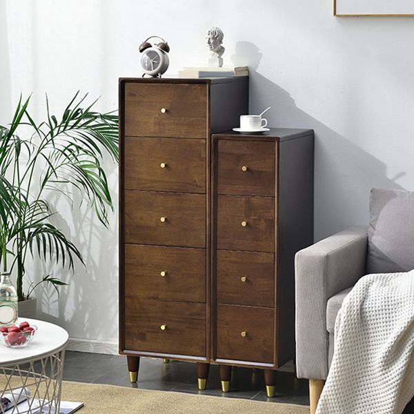 15.74" Wide Modern Wooden Accent Chest Rubberwood Chest with 5 Drawers